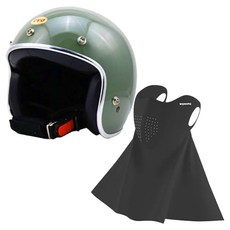 EVO 精裝銀邊款復古騎士安全帽 附冰絲面罩 顏色隨機, 乳綠色