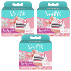 吉列維納斯舒適滑翔白茶剃須刀片, 3個, 4入