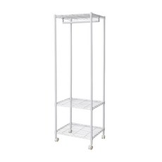 dayneeds 日需百備 輕型烤漆三層單桿衣櫥 附輪衣櫥 + 掛衣架 + 收納架 + 層架 + 鐵架, 白色