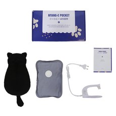 充電式貓咪口袋熱水熱敷袋, 黑色, LXE-8009