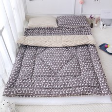 BEAUTE HOUSE 孩童用冬季被+枕頭+薄墊組, 白鵝款(棕色)