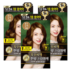 리엔 흑모비책 새치염색 크림, 밝은갈색, 3개