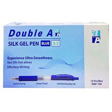 Double A Silk Gel Pen 藍色 0.5 中性筆, 12支