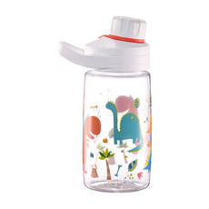 Tritan 旋蓋兒童水壺 450ml, 恐龍 白色, 1個