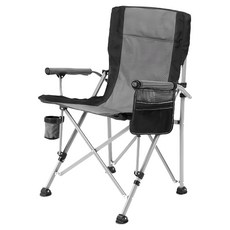 AOTTO 創意傢俱 戶外露營便攜耐重扶手折疊椅, 56 x 52 x 91cm, 灰色, 耐磨牛津布, 約100kg承重, 1個