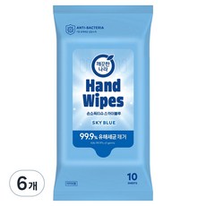 KleanNara 可綠納樂 隨身型手部濕紙巾 天藍色, 6包, 10張