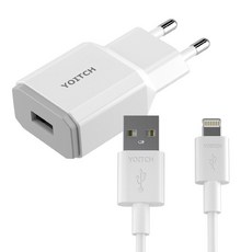 Yoitch Zeus 支援高通3.0 USB快速充電器 + 8-pin 快速充電線 100cm, 1套, 混合色