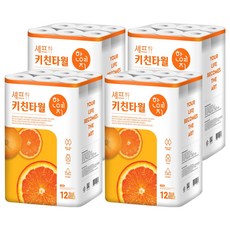 Hanyeji Chef 天然紙漿廚房紙巾 200張, 12捲, 48個