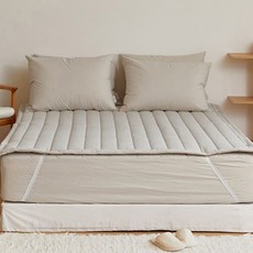 마틸라 코튼워머 자가발열 60수 고밀도순면 고정밴드 침대패드, 린넨베이지