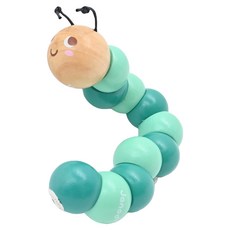 Janod 媽媽法寶 扭扭毛蟲 法國原創設計 清新馬卡龍色調 內附伸縮棉條 可自由變形, 湖水綠, 1個