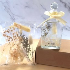 A-ONE 匯旺 浮游花DIY花材包，Set 3包，天然植物乾燥花，米白色兔尾草、木繡球花、安娜繡球花、白色滿天星、蓬萊松、情人草、緞帶 (不含油、瓶子), H22 微光晨曦 彩色