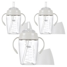 티지엠 쌀알 트라이탄 빨대컵, 240ml, 3개, 퓨어화이트