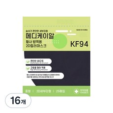 메디케이알 데일리핏 새부리형 황사 마스크 중형 KF94, 25개입, 16개, 미디블랙