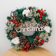 居家擺飾棉花松果聖誕花環, 混色