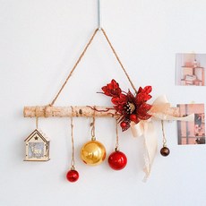 木製壁掛聖誕用品, 紅色點綴, 1個