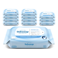 Bebesup 濕紙巾補充包, 65g, 20張, 12包