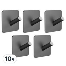 홈다움 무타공 내맘대로 욕실정리템 스테인리스 접착식 사선후크, 블랙, 10개