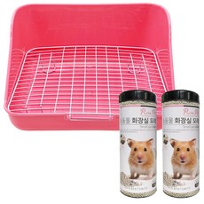 Rora Pet 方形鐵絲網小動物馬桶隨機出貨+膨潤土馬桶沙棉味700g*2p套組, 1套