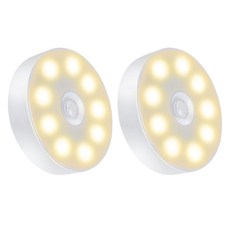 AHOYE 充電圓形感應燈/小夜燈2入組 3000K 無線感應 居家照明, 1組, 暖光