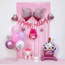 피앤비유니티 핑크 케익풍선 가랜드커튼 세트, 04 핑크마이멜로디, 1세트