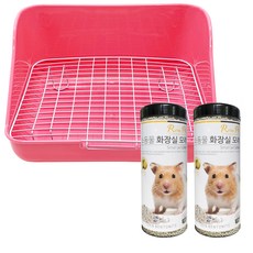 Rora Pet 方形金屬絲網小動物馬桶隨機出貨+膨潤土馬桶沙檸檬香味700g*2p套組, 1套