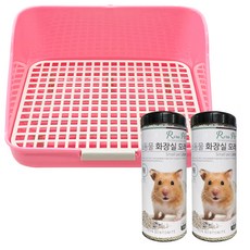 로라펫 사각 플라스틱 소동물 화장실 랜덤발송 + 벤토나이트 화장실 모래 무향 700g x 2p 세트, 1세트