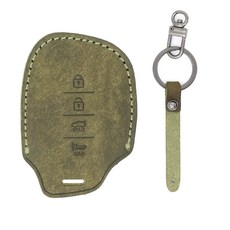 CHAMOA 皮革智能鑰匙殼 Avante AD The New Avante MD, 橄欖綠+黑鎳緞面, MH108