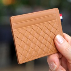 La Chic 牛皮網眼壓紋輕薄卡夾