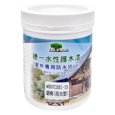 老樹 水性護木戶外漆 亮光型 (室外專用防水抗UV), 胡桃, 1L, 1罐