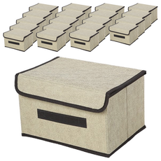 BangJiaShi 幫家適 棉麻收納盒組, 小款(25 x 19 x 16cm), 米白, 20個