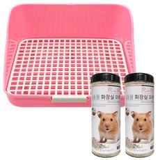 Rora Pet 方形塑膠小動物馬桶隨機出貨+膨潤土馬桶沙棉味700g*2p套組, 1套