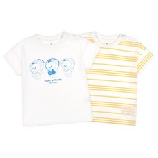 Milk Baby 兒童透氣條紋與小熊圖案短袖T恤2件組