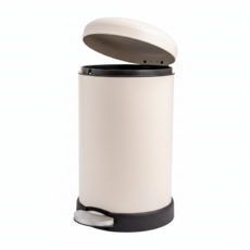 HOLA 和樂家居 奧可利緩降踏式霧面金屬垃圾桶, 米白色