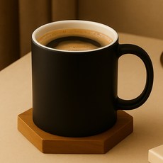 라이프란스 베이직 투톤 무광 머그컵 360ml, 블랙, 1개