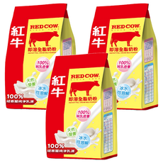 RED COW 紅牛 即溶全脂奶粉，100%純乳含量，紐西蘭純淨乳源, 500g, 3包