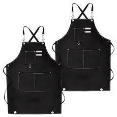 NUSIMBI 帆布咖啡廳工作室圍裙, 黑色, 2個