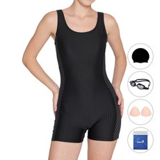 quaro 女款U背二分泳衣 + 泳帽 + 泳鏡 + 胸墊 + 透明袋套組 ILB231S