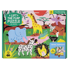 mudpuppy 翻蓋拼圖 野生動物園 帶6個翻蓋, 12片, 1盒
