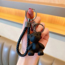 도림 봉제 곰돌이 가방 자동차 키링, 1개, 블랙