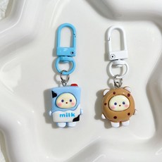 도림 핑거푸드 미니 자동차 키링 2종 세트, 1세트, 우유+쿠키