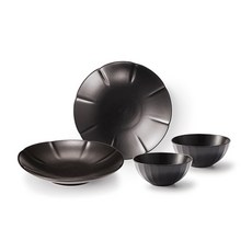 광주요 미각 색시리즈 디저트 식기 세트 4p, 먹색, 참외형접시 2p + 찬기 2p, 4개