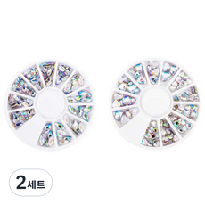 BABLIE 橢圓形蛋白石 + 平面愛心水晶自助美甲鑽飾組, 混合顏色, 2套