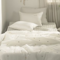 Galaxy 雪花泡泡紗床罩 + 枕頭套 + 床墊 S, 白色
