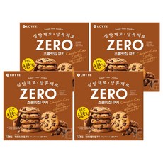 LOTTE 樂天 ZERO Zero無糖巧克力豆餅乾, 168g, 4個