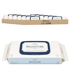 Bebesup 經典藍 嬰兒濕紙巾, 75gsm, 32張, 12包