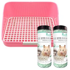 Rora Pet 方形塑膠小動物馬桶隨機出貨+顆粒馬桶豆腐沙茉莉香450g*2p套組, 1套
