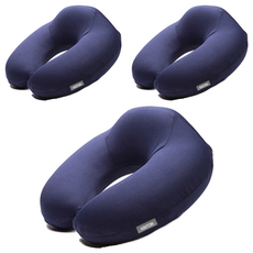 KINTON 旅行用U型透氣記憶棉頸枕 3入, 海軍藍