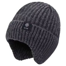 Bacogel 冬季針織羅紋休閒運動登山毛帽, 灰色