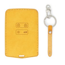 Chamoa 皮革智能鑰匙包 QM6 SM6, MS103, 芥末+鎳緞