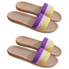 THE ZAKKA 亞麻三色客廳鞋, 三線紫色款, 2組